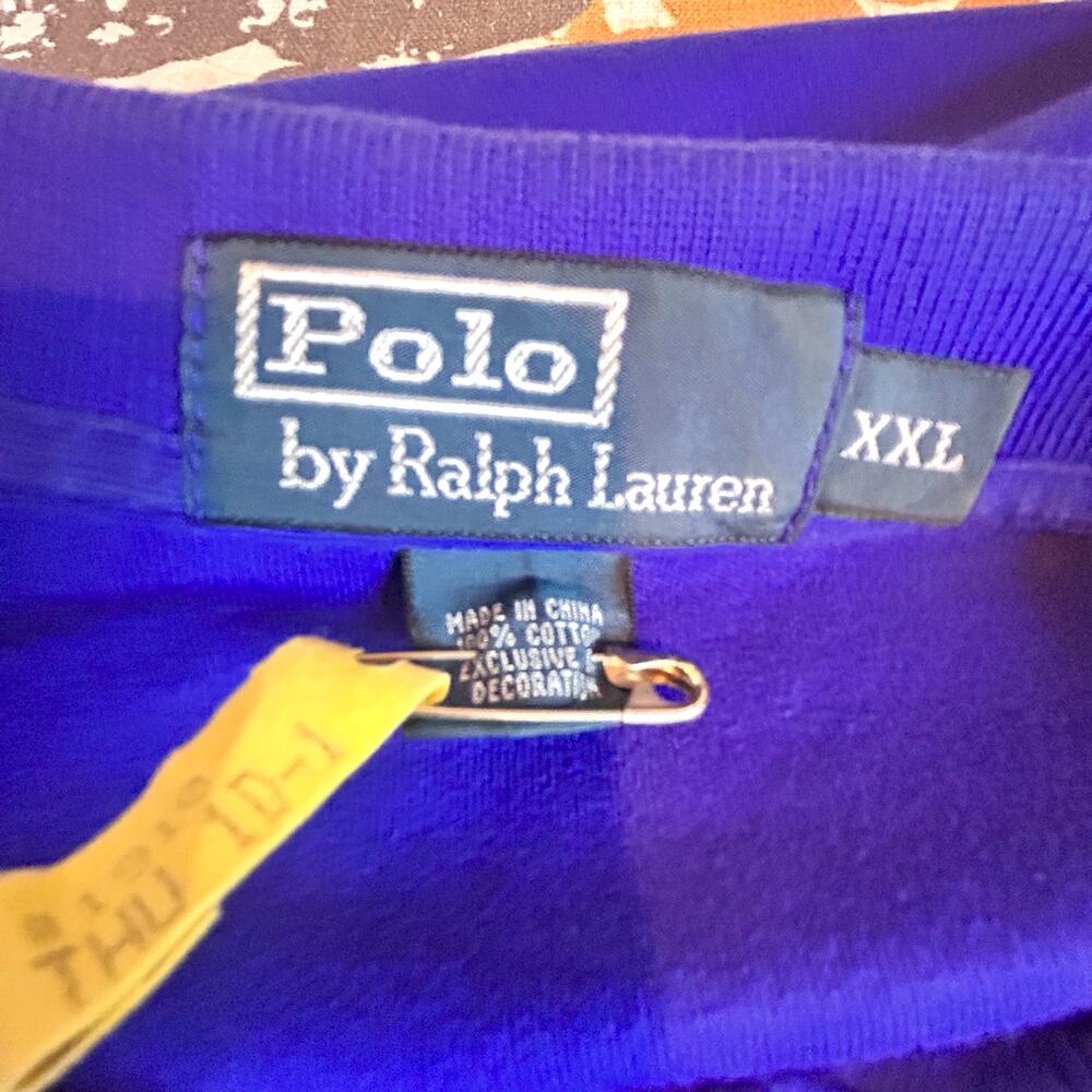 Vintage Polo Ralph Lauren Blue Long Sleeve 90s Preppy Old Money Style XXL - Picture 10 of 12
